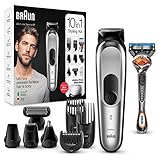 Braun MGK7220 - Recortadora 10 en 1, Máquina recortadora de barba, set de depilación corporal y cortapelos para hombre, color gris plateado, Maquina cortar pelo Braun MGK7220 - Recortadora 10 en 1, Máquina recortadora de barba, set de depilación corporal y cortapelos para hombre, color gris plateado, Maquina cortar pelo